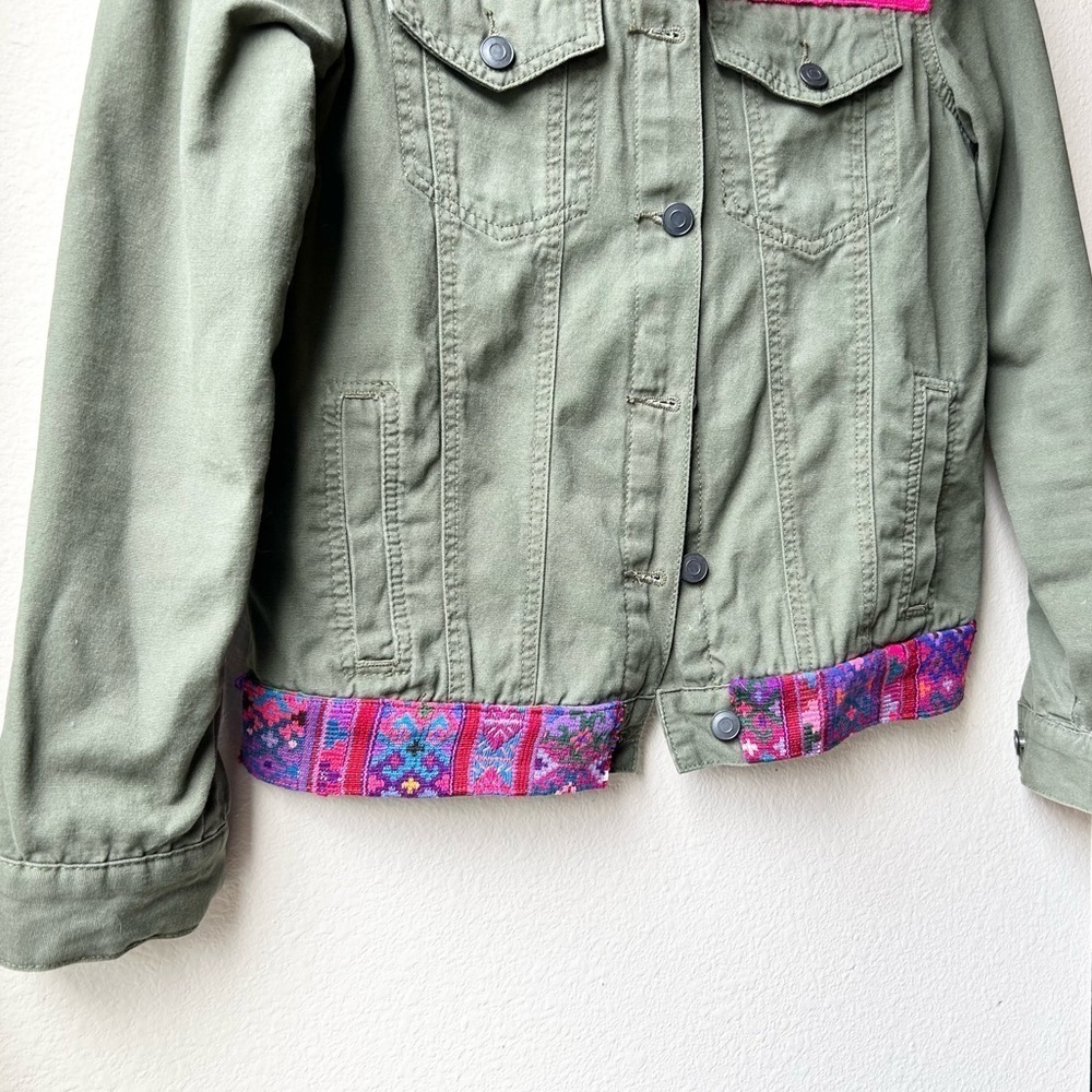 Two Tequila Sisters Custom Made Green Pink Denim Jacket Sz Small - Picture 5 of 13